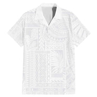 Lotu Tamaiti Samoan Art Tattoo Siapo Pattern Family Matching Mermaid Dress and Hawaiian Shirt LT03 Dad's Shirt - Short Sleeve White - Polynesian Pride