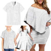 Lotu Tamaiti Samoan Art Tattoo Siapo Pattern Family Matching Off Shoulder Short Dress and Hawaiian Shirt LT03 - Polynesian Pride