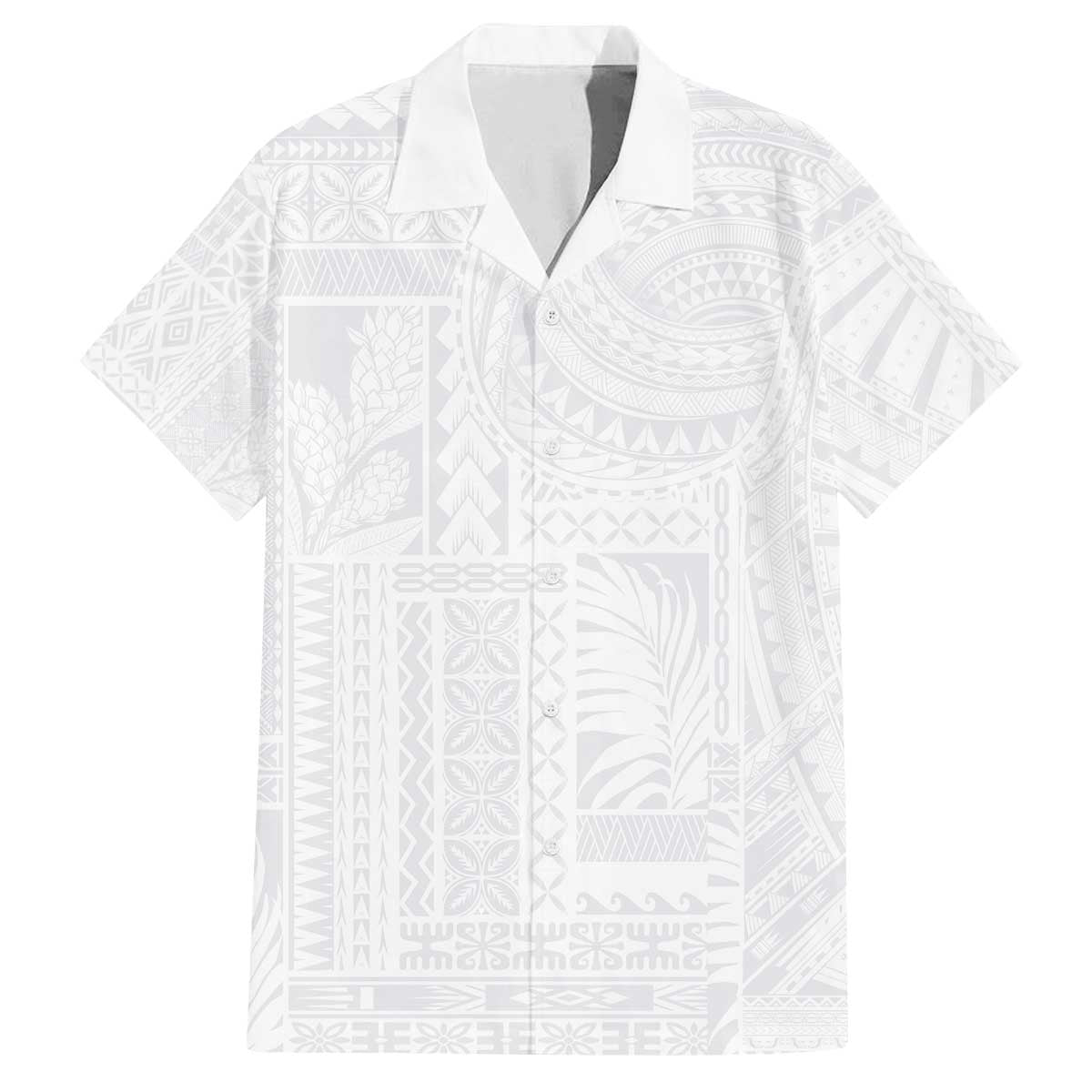 Lotu Tamaiti Samoan Art Tattoo Siapo Pattern Family Matching Puletasi and Hawaiian Shirt LT03 Dad's Shirt - Short Sleeve White - Polynesian Pride
