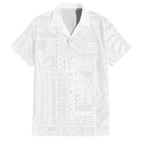 Lotu Tamaiti Samoan Art Tattoo Siapo Pattern Family Matching Puletasi and Hawaiian Shirt LT03 Dad's Shirt - Short Sleeve White - Polynesian Pride