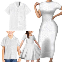 Lotu Tamaiti Samoan Art Tattoo Siapo Pattern Family Matching Short Sleeve Bodycon Dress and Hawaiian Shirt LT03 - Polynesian Pride
