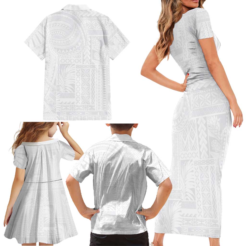 Lotu Tamaiti Samoan Art Tattoo Siapo Pattern Family Matching Short Sleeve Bodycon Dress and Hawaiian Shirt LT03 - Polynesian Pride