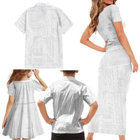 Lotu Tamaiti Samoan Art Tattoo Siapo Pattern Family Matching Short Sleeve Bodycon Dress and Hawaiian Shirt LT03 - Polynesian Pride
