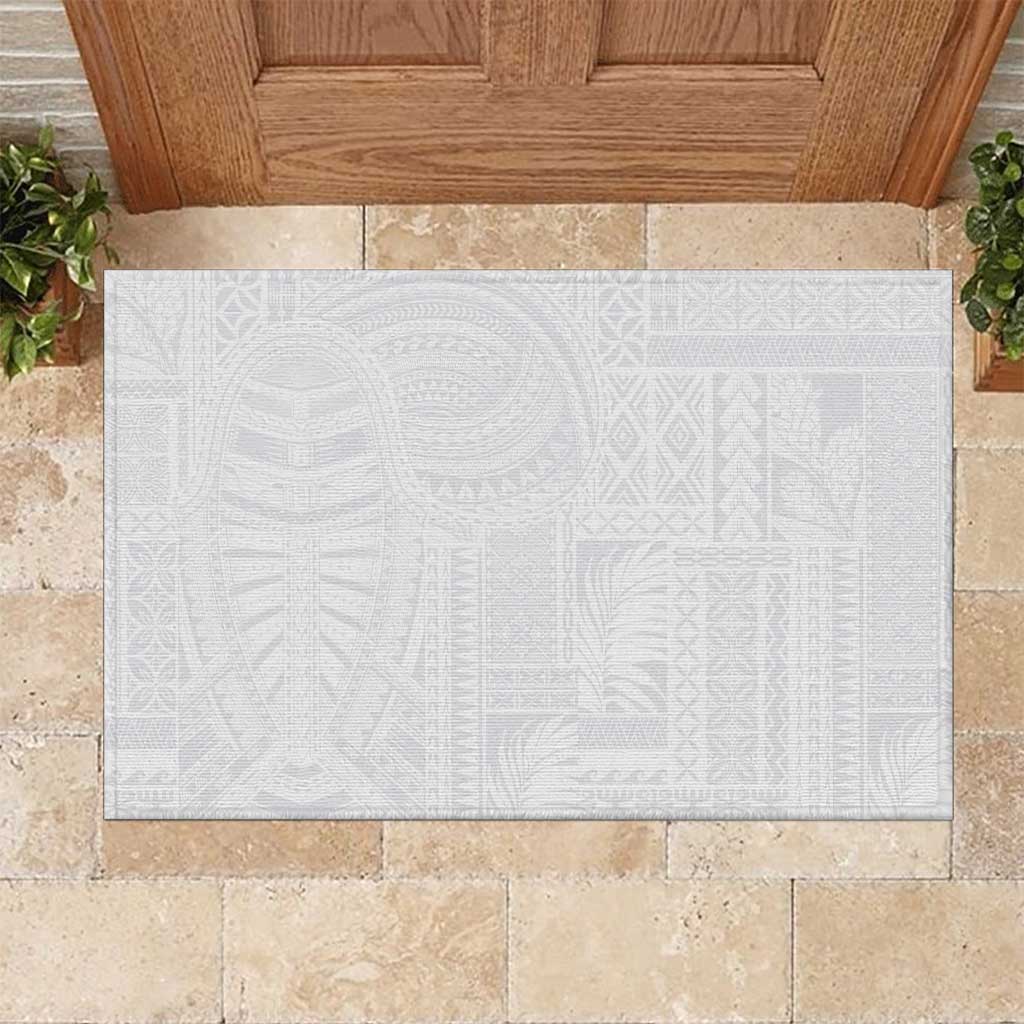 Lotu Tamaiti Samoan Art Tattoo Siapo Pattern Rubber Doormat LT03 White - Polynesian Pride