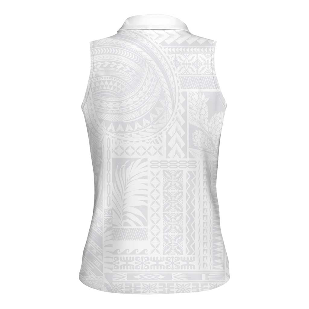 Lotu Tamaiti Samoan Art Tattoo Siapo Pattern Women Sleeveless Polo Shirt LT03 - Polynesian Pride