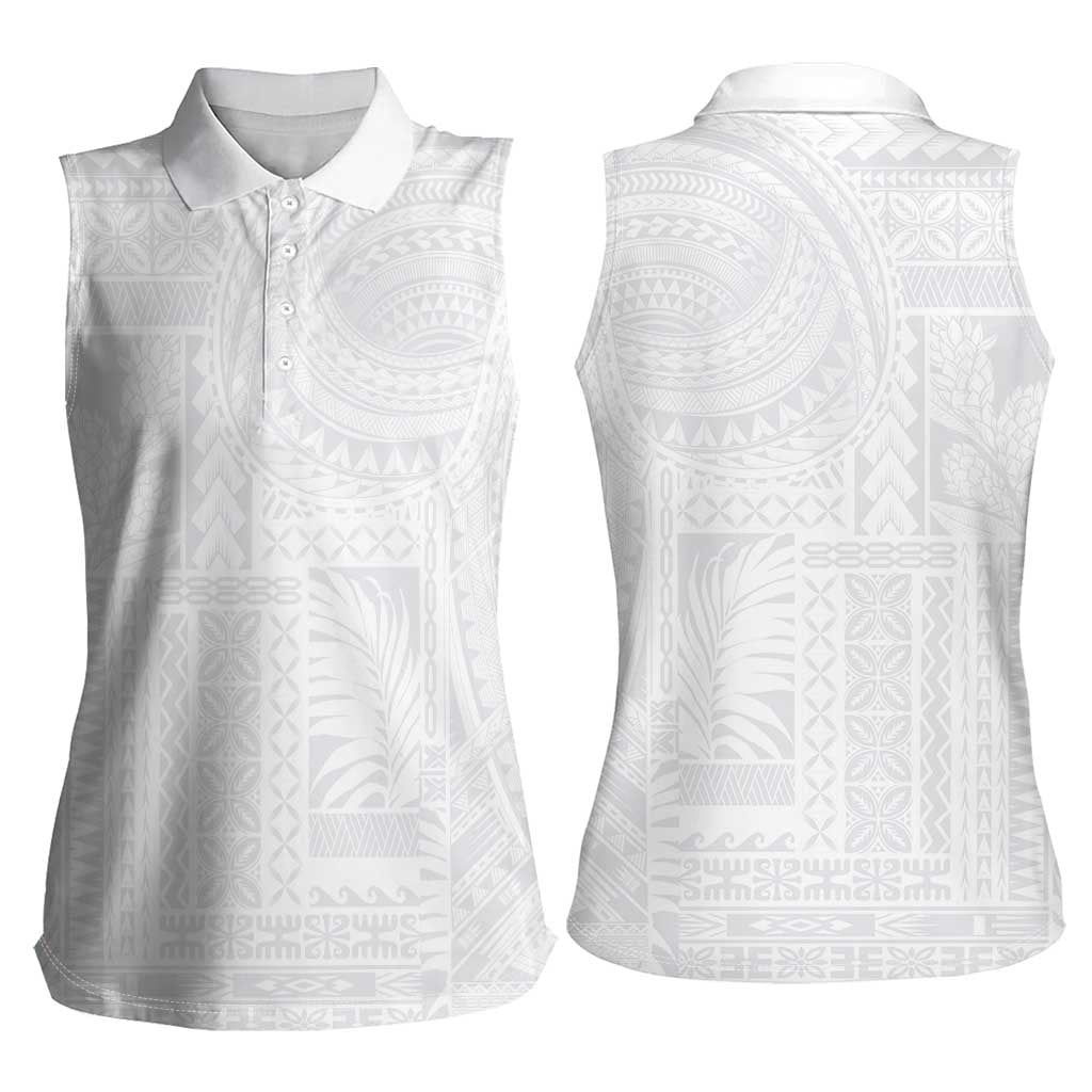 Lotu Tamaiti Samoan Art Tattoo Siapo Pattern Women Sleeveless Polo Shirt LT03 - Polynesian Pride