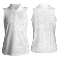 Lotu Tamaiti Samoan Art Tattoo Siapo Pattern Women Sleeveless Polo Shirt LT03 - Polynesian Pride