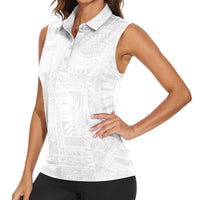 Lotu Tamaiti Samoan Art Tattoo Siapo Pattern Women Sleeveless Polo Shirt LT03 - Polynesian Pride
