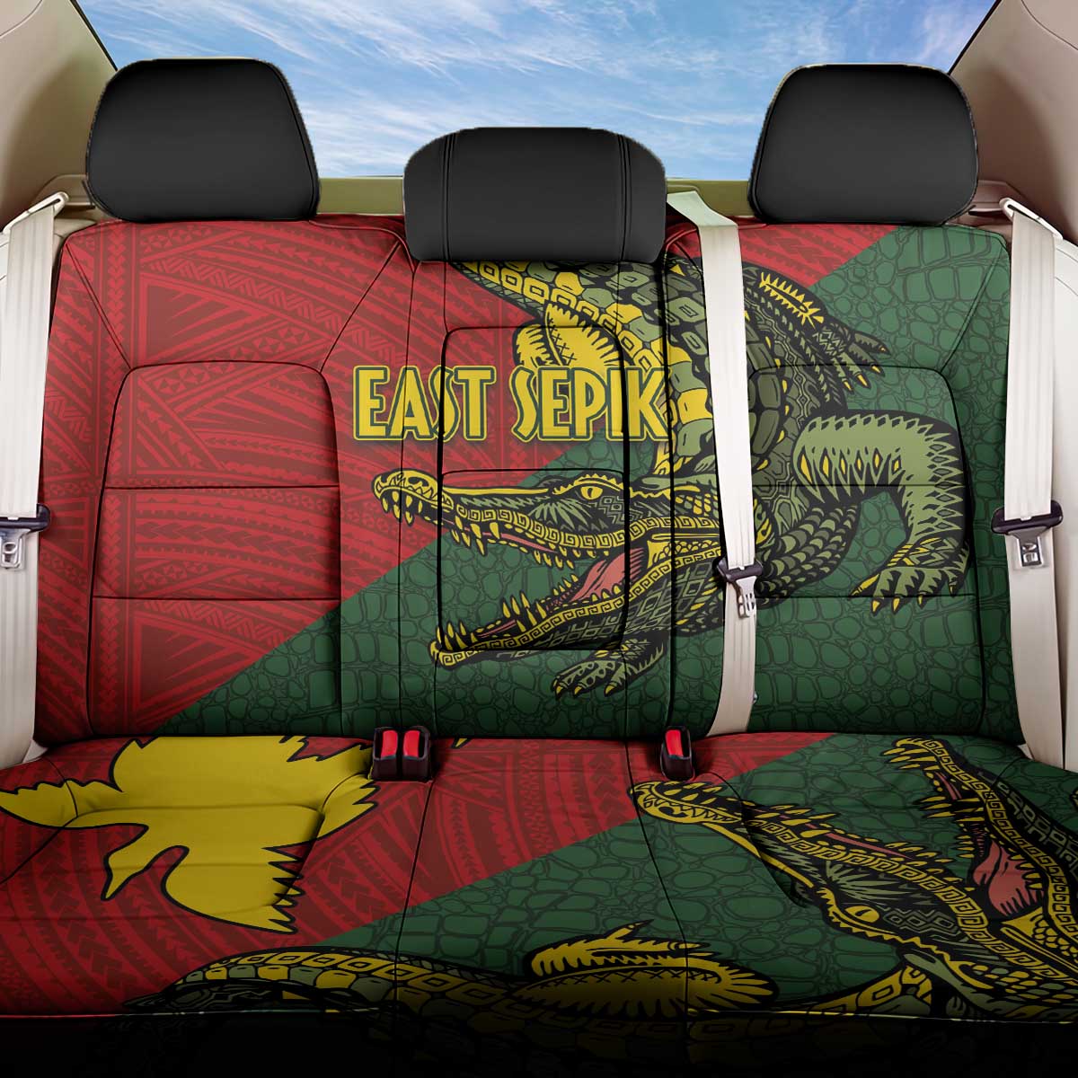 Sepik River Crocodile & Arts Festival Melanesian Pattern Back Car Seat Cover LT03 One Size Red - Polynesian Pride