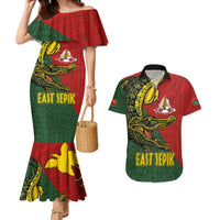 Sepik River Crocodile & Arts Festival Melanesian Pattern Couples Matching Mermaid Dress and Hawaiian Shirt LT03 Red - Polynesian Pride
