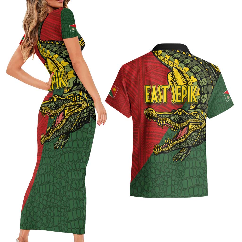 Sepik River Crocodile & Arts Festival Melanesian Pattern Couples Matching Short Sleeve Bodycon Dress and Hawaiian Shirt LT03 - Polynesian Pride
