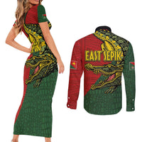 Sepik River Crocodile & Arts Festival Melanesian Pattern Couples Matching Short Sleeve Bodycon Dress and Long Sleeve Button Shirt LT03 - Polynesian Pride