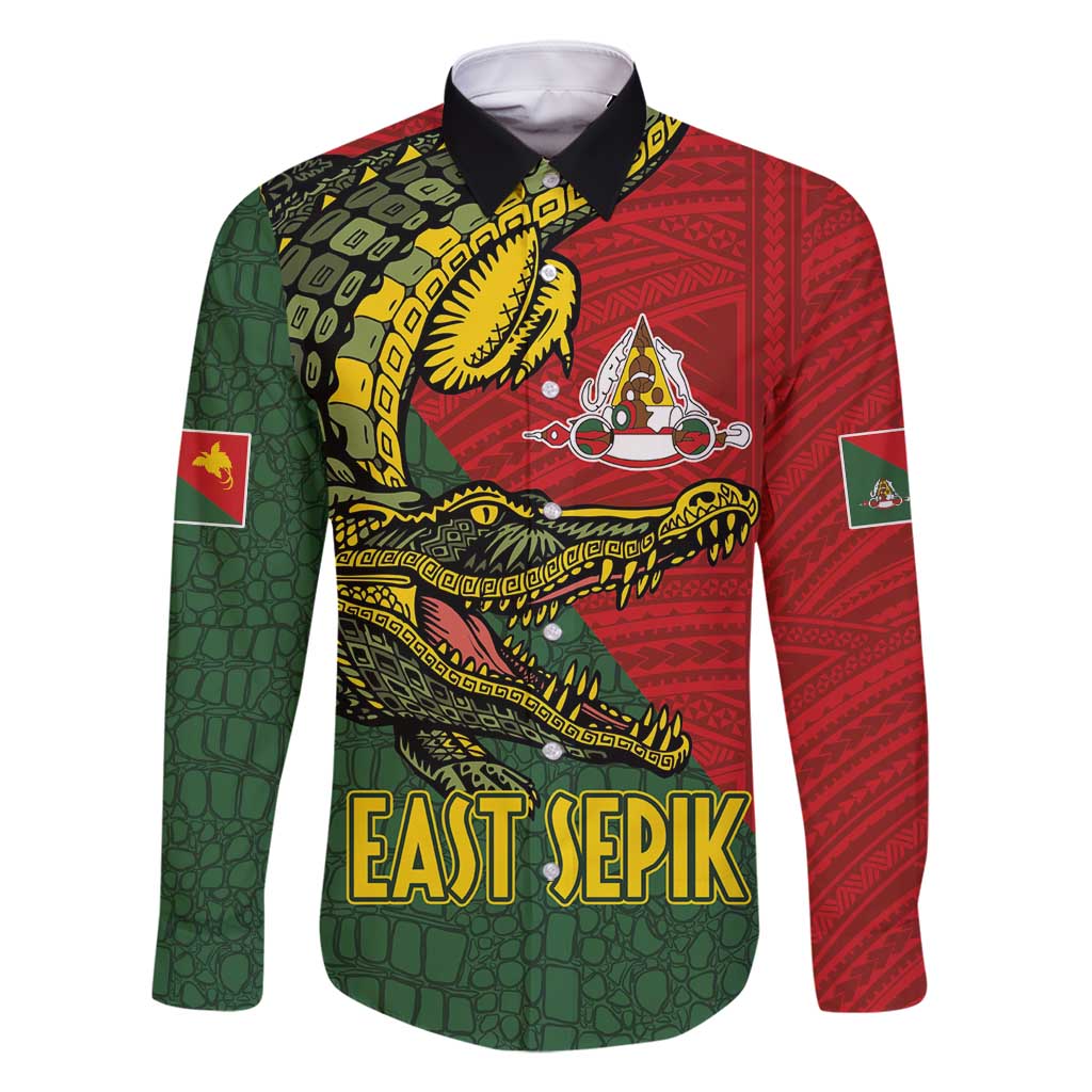 Sepik River Crocodile & Arts Festival Melanesian Pattern Family Matching Long Sleeve Bodycon Dress and Hawaiian Shirt LT03 Dad's Shirt - Long Sleeve Red - Polynesian Pride
