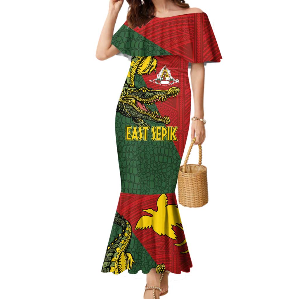 Sepik River Crocodile & Arts Festival Melanesian Pattern Family Matching Mermaid Dress and Hawaiian Shirt LT03 Mom's Dress Red - Polynesian Pride