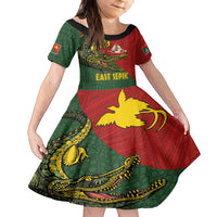Sepik River Crocodile & Arts Festival Melanesian Pattern Family Matching Off Shoulder Maxi Dress and Hawaiian Shirt LT03 Daughter's Dress Red - Polynesian Pride