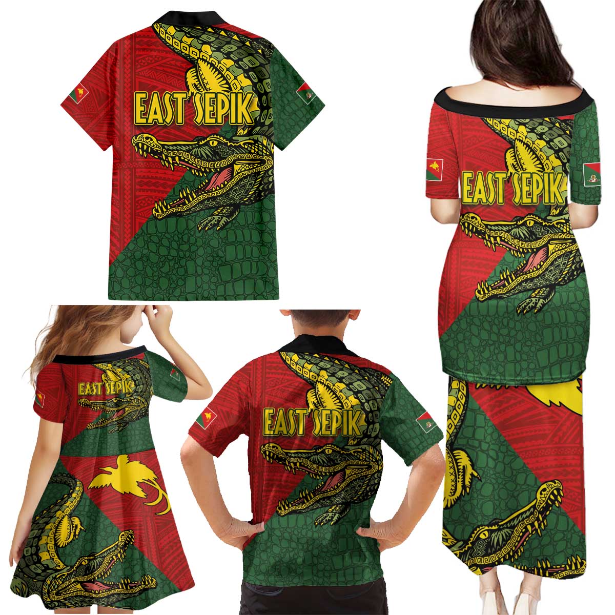 Sepik River Crocodile & Arts Festival Melanesian Pattern Family Matching Puletasi and Hawaiian Shirt LT03 - Polynesian Pride