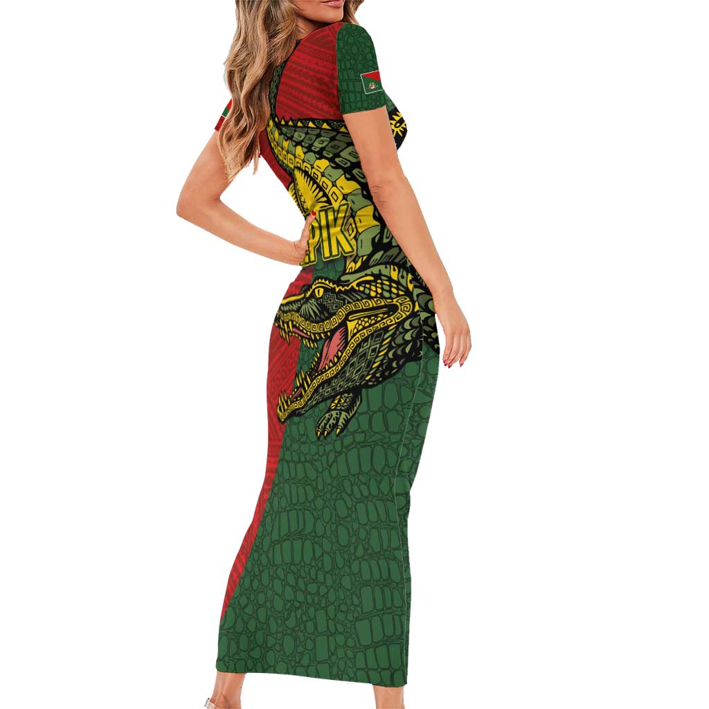 Sepik River Crocodile & Arts Festival Melanesian Pattern Family Matching Short Sleeve Bodycon Dress and Hawaiian Shirt LT03 - Polynesian Pride