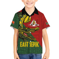 Sepik River Crocodile & Arts Festival Melanesian Pattern Family Matching Summer Maxi Dress and Hawaiian Shirt LT03 Son's Shirt Red - Polynesian Pride
