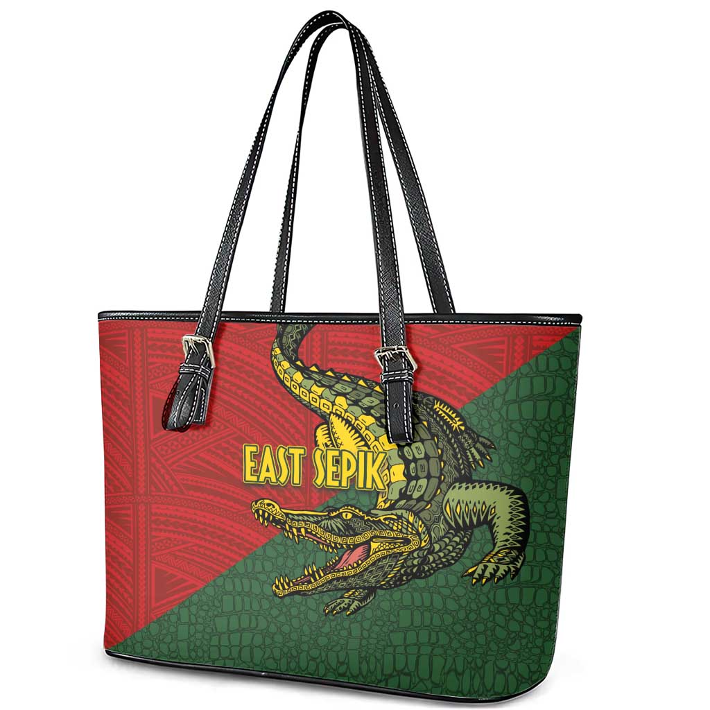Sepik River Crocodile & Arts Festival Melanesian Pattern Leather Tote Bag LT03 - Polynesian Pride