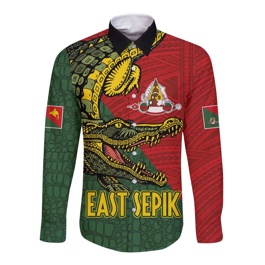 Sepik River Crocodile & Arts Festival Melanesian Pattern Long Sleeve Button Shirt LT03 Unisex Red - Polynesian Pride