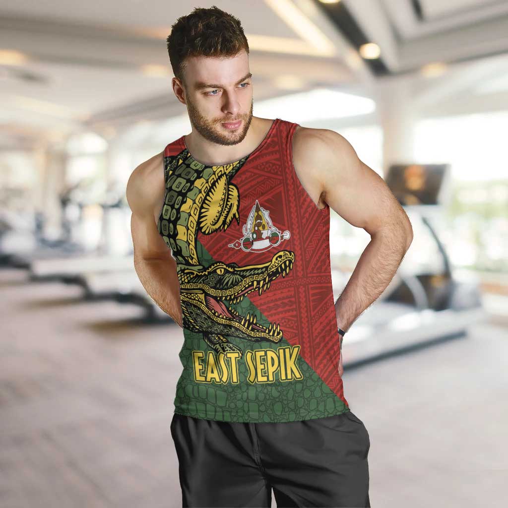 Sepik River Crocodile & Arts Festival Melanesian Pattern Men Tank Top LT03 Red - Polynesian Pride