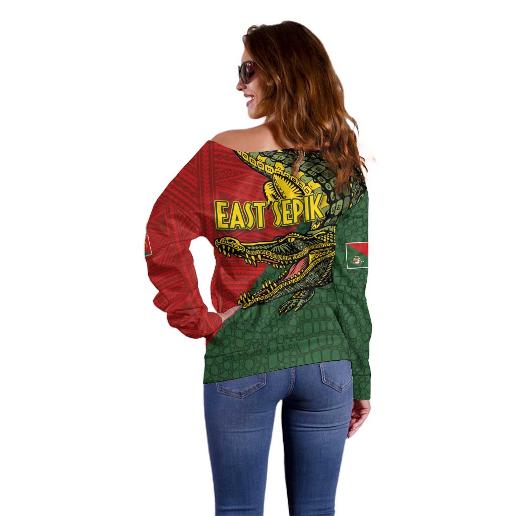 Sepik River Crocodile & Arts Festival Melanesian Pattern Off Shoulder Sweater
