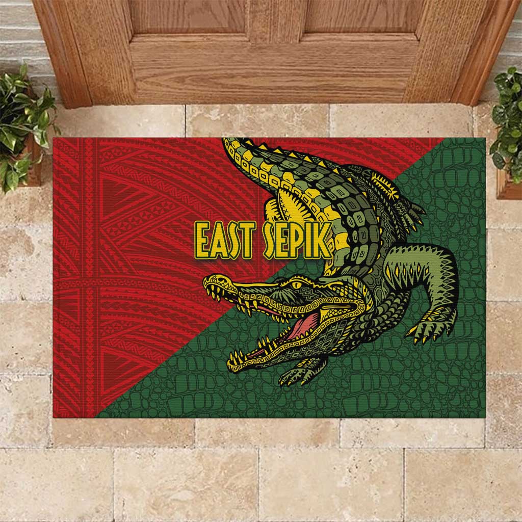 Sepik River Crocodile & Arts Festival Melanesian Pattern Rubber Doormat LT03 Red - Polynesian Pride
