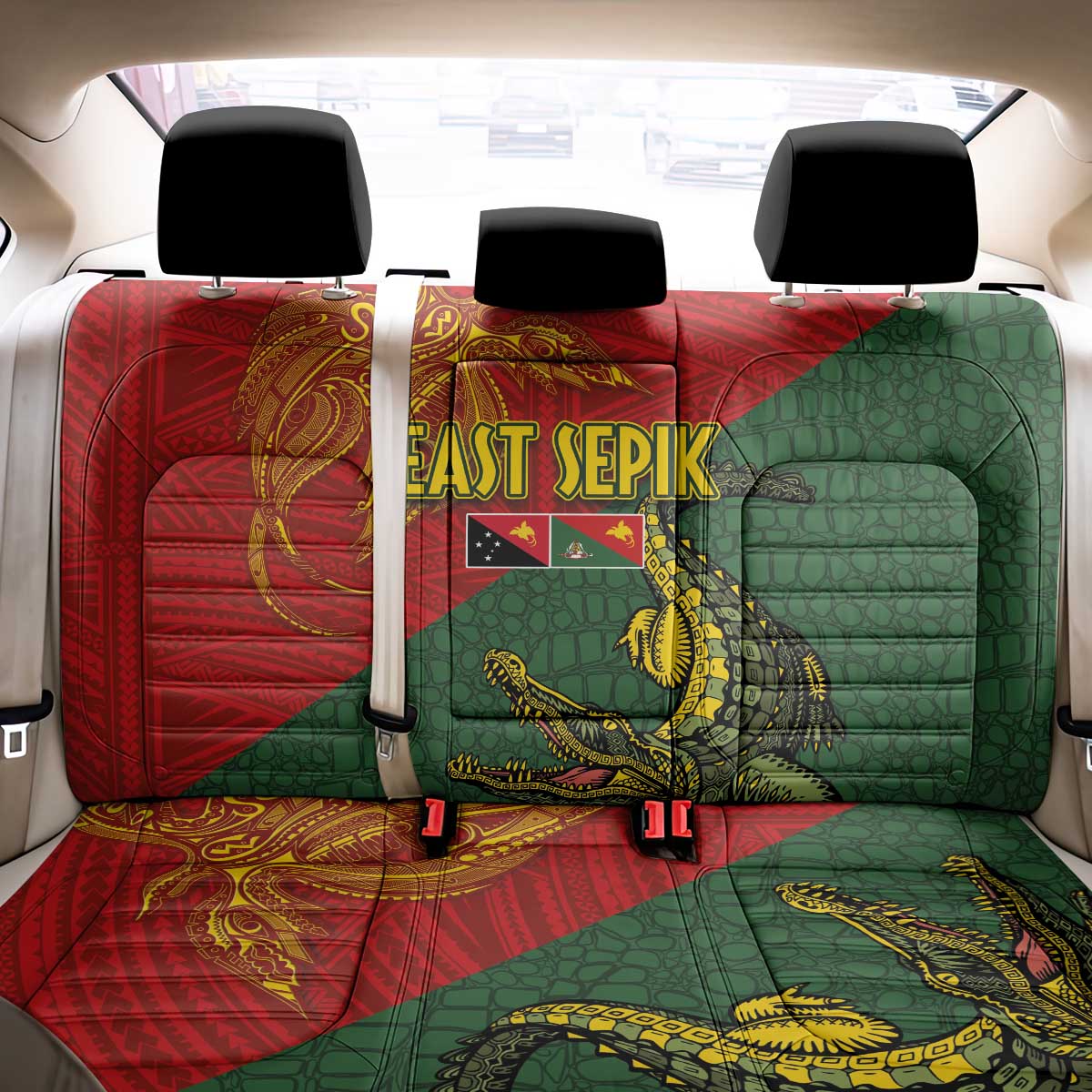 Sepik River Crocodile & Arts Festival Back Car Seat Cover Bird-of-paradise Melanesian Tattoo LT03 - Polynesian Pride