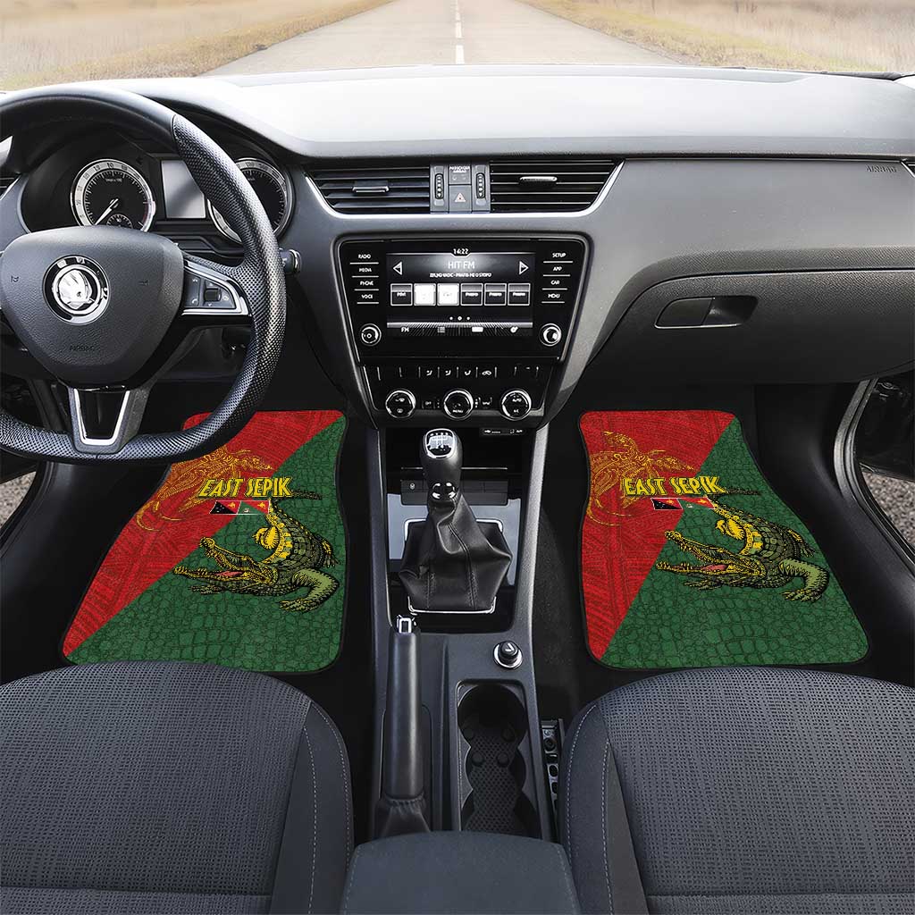 Sepik River Crocodile & Arts Festival Car Mats Bird-of-paradise Melanesian Tattoo LT03 Set 2pcs - Front Red - Polynesian Pride
