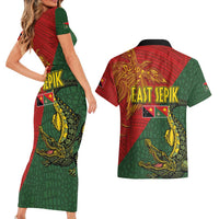 Sepik River Crocodile & Arts Festival Couples Matching Short Sleeve Bodycon Dress and Hawaiian Shirt Bird-of-paradise Melanesian Tattoo LT03 - Polynesian Pride