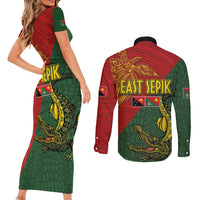 Sepik River Crocodile & Arts Festival Couples Matching Short Sleeve Bodycon Dress and Long Sleeve Button Shirt Bird-of-paradise Melanesian Tattoo LT03 - Polynesian Pride