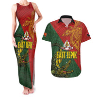 Sepik River Crocodile & Arts Festival Couples Matching Tank Maxi Dress and Hawaiian Shirt Bird-of-paradise Melanesian Tattoo LT03 Red - Polynesian Pride