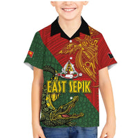 Sepik River Crocodile & Arts Festival Family Matching Mermaid Dress and Hawaiian Shirt Bird-of-paradise Melanesian Tattoo LT03 Son's Shirt Red - Polynesian Pride