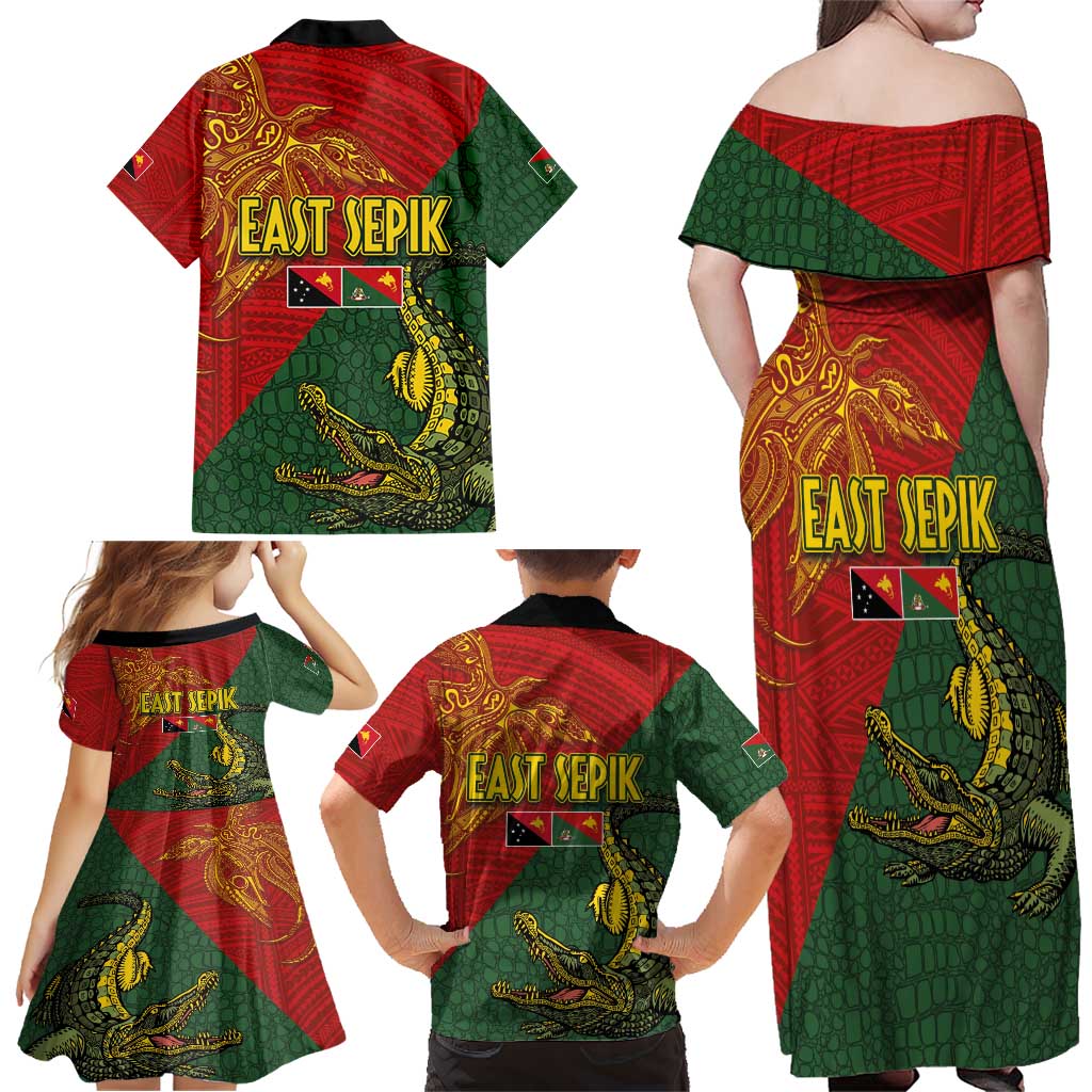 Sepik River Crocodile & Arts Festival Family Matching Off Shoulder Maxi Dress and Hawaiian Shirt Bird-of-paradise Melanesian Tattoo LT03 - Polynesian Pride