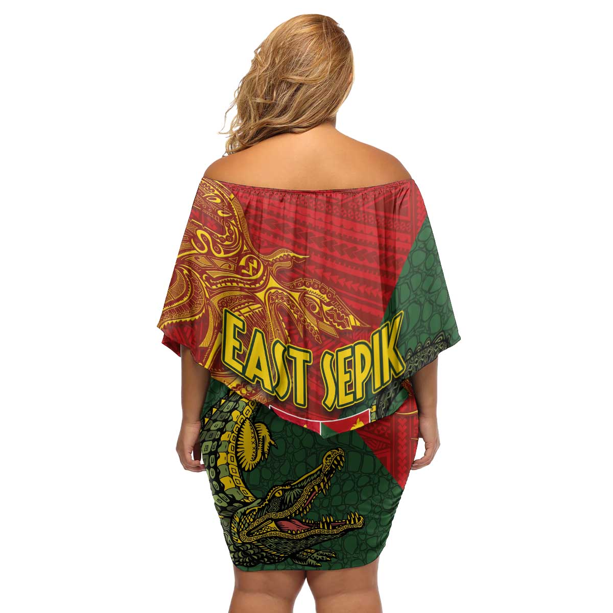 Sepik River Crocodile & Arts Festival Family Matching Off Shoulder Short Dress and Hawaiian Shirt Bird-of-paradise Melanesian Tattoo LT03 - Polynesian Pride