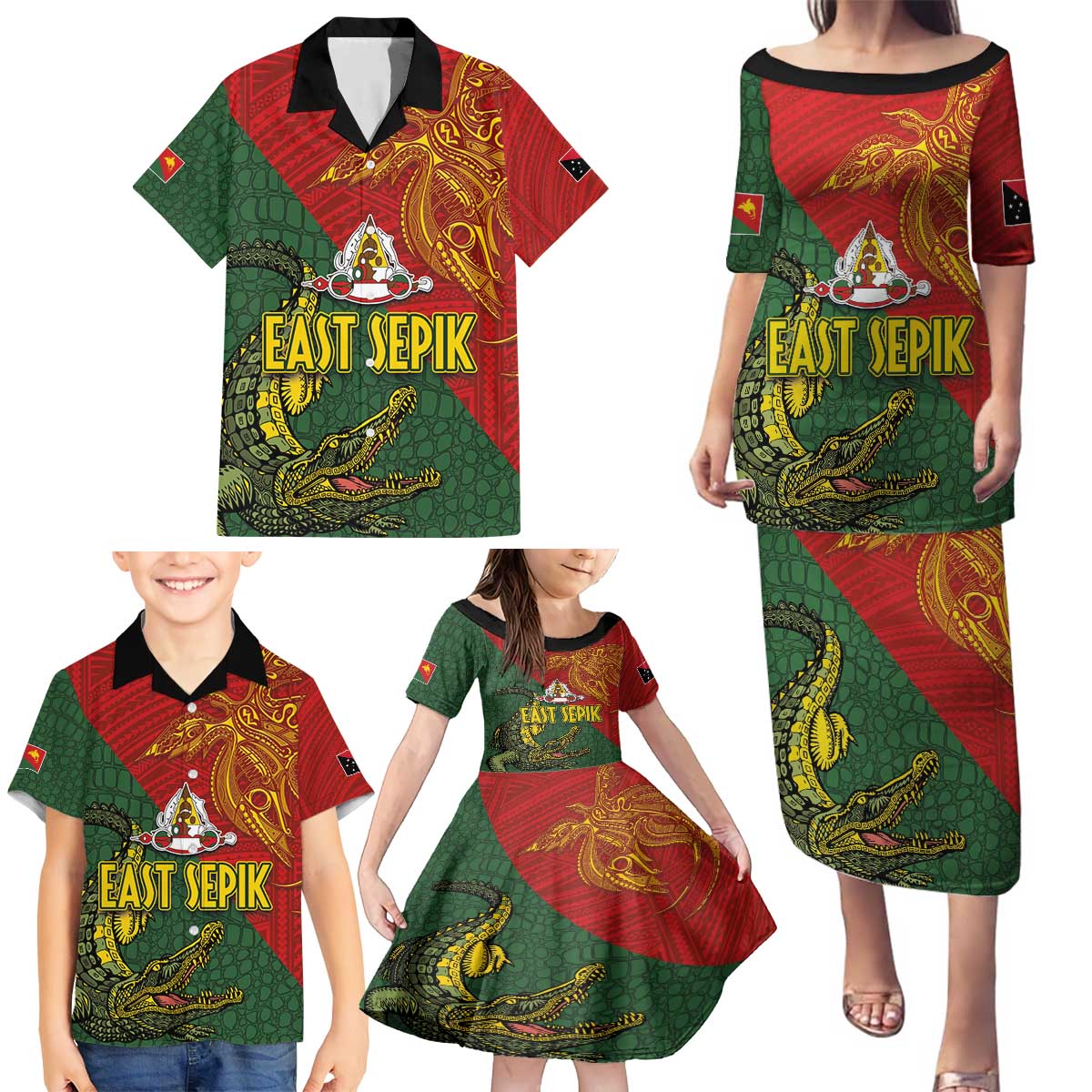 Sepik River Crocodile & Arts Festival Family Matching Puletasi and Hawaiian Shirt Bird-of-paradise Melanesian Tattoo LT03 - Polynesian Pride