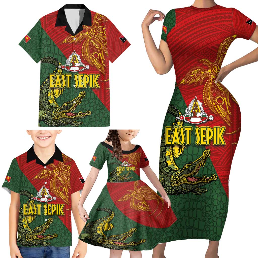 Sepik River Crocodile & Arts Festival Family Matching Short Sleeve Bodycon Dress and Hawaiian Shirt Bird-of-paradise Melanesian Tattoo LT03 - Polynesian Pride