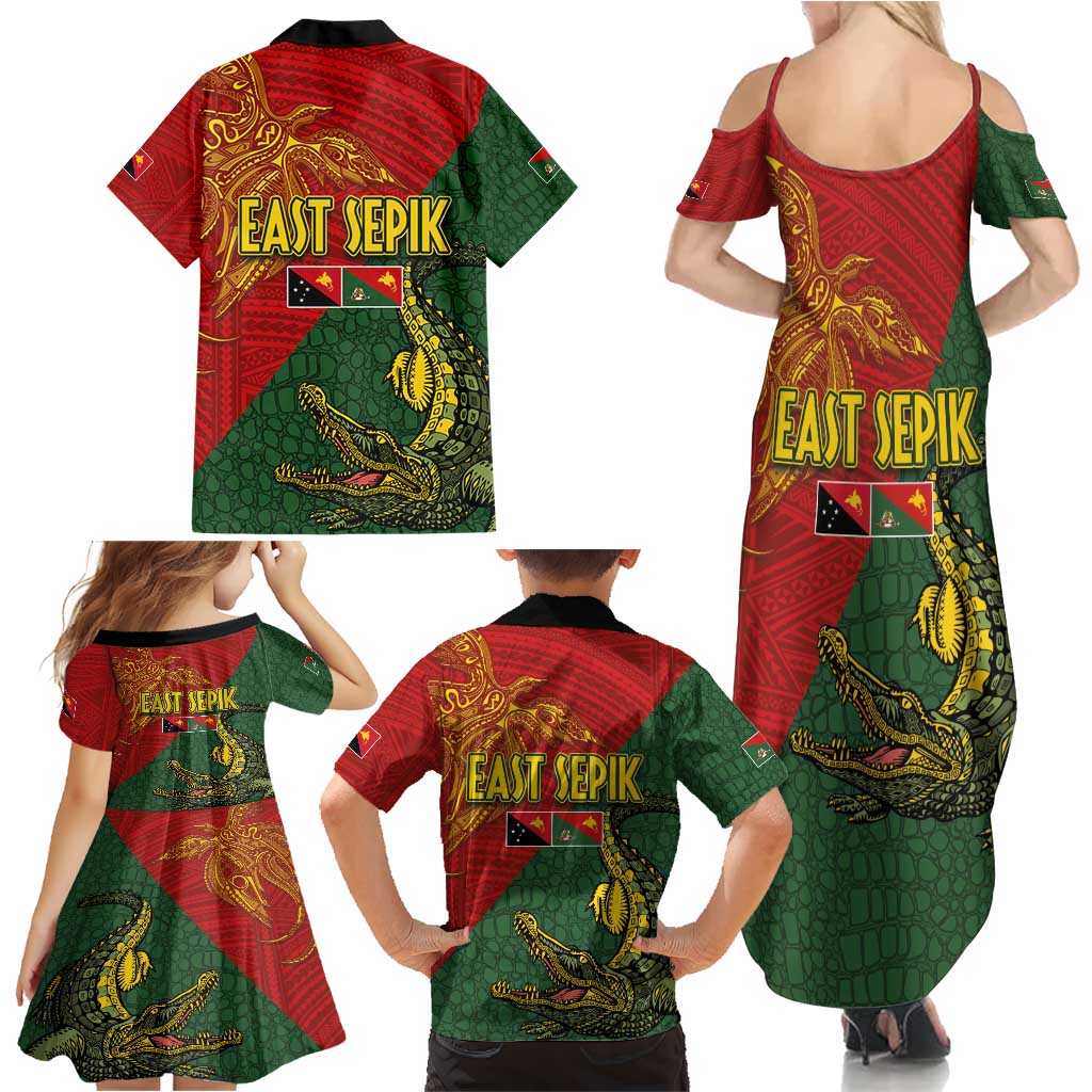 Sepik River Crocodile & Arts Festival Family Matching Summer Maxi Dress and Hawaiian Shirt Bird-of-paradise Melanesian Tattoo LT03 - Polynesian Pride