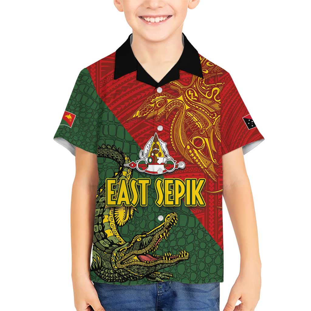 Sepik River Crocodile & Arts Festival Family Matching Summer Maxi Dress and Hawaiian Shirt Bird-of-paradise Melanesian Tattoo LT03 Son's Shirt Red - Polynesian Pride