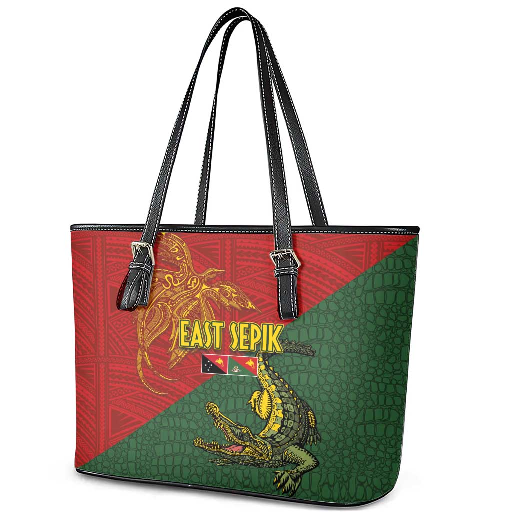 Sepik River Crocodile & Arts Festival Leather Tote Bag Bird-of-paradise Melanesian Tattoo LT03 - Polynesian Pride