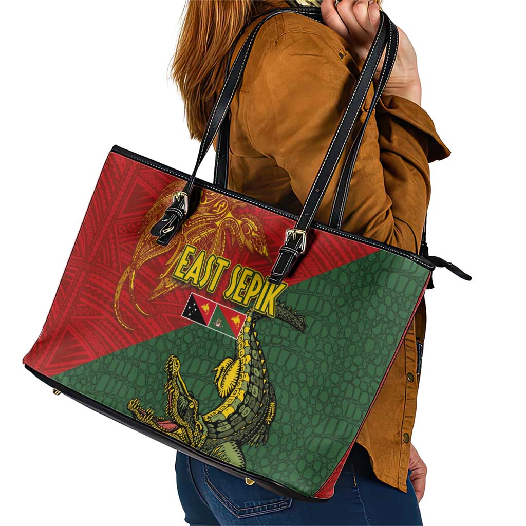 Sepik River Crocodile & Arts Festival Leather Tote Bag Bird-of-paradise Melanesian Tattoo LT03 - Polynesian Pride