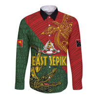 Sepik River Crocodile & Arts Festival Long Sleeve Button Shirt Bird-of-paradise Melanesian Tattoo LT03 Unisex Red - Polynesian Pride