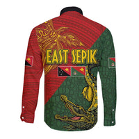 Sepik River Crocodile & Arts Festival Long Sleeve Button Shirt Bird-of-paradise Melanesian Tattoo LT03 - Polynesian Pride