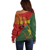 Sepik River Crocodile & Arts Festival Off Shoulder Sweater Bird-of-paradise Melanesian Tattoo LT03 - Polynesian Pride