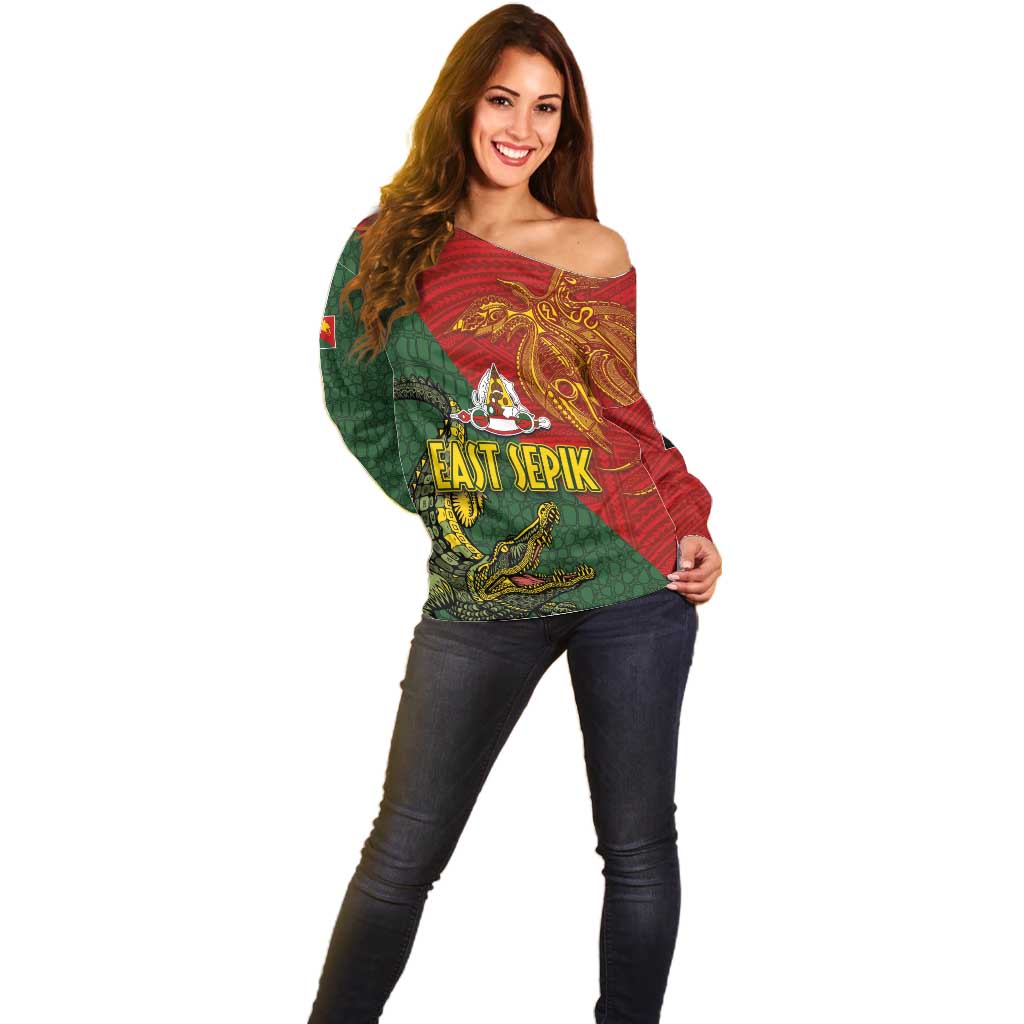 Sepik River Crocodile & Arts Festival Off Shoulder Sweater Bird-of-paradise Melanesian Tattoo LT03 - Polynesian Pride