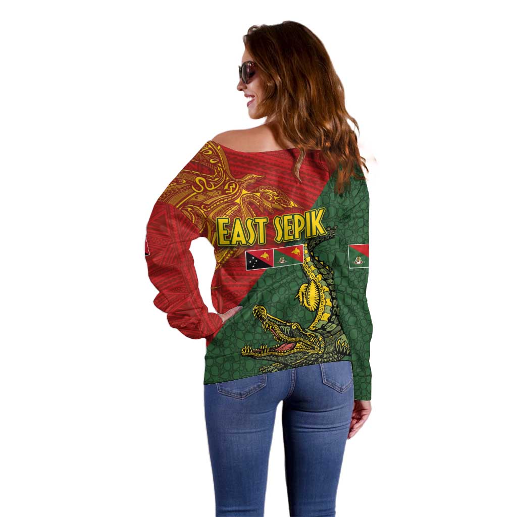 Sepik River Crocodile & Arts Festival Off Shoulder Sweater Bird-of-paradise Melanesian Tattoo LT03 - Polynesian Pride