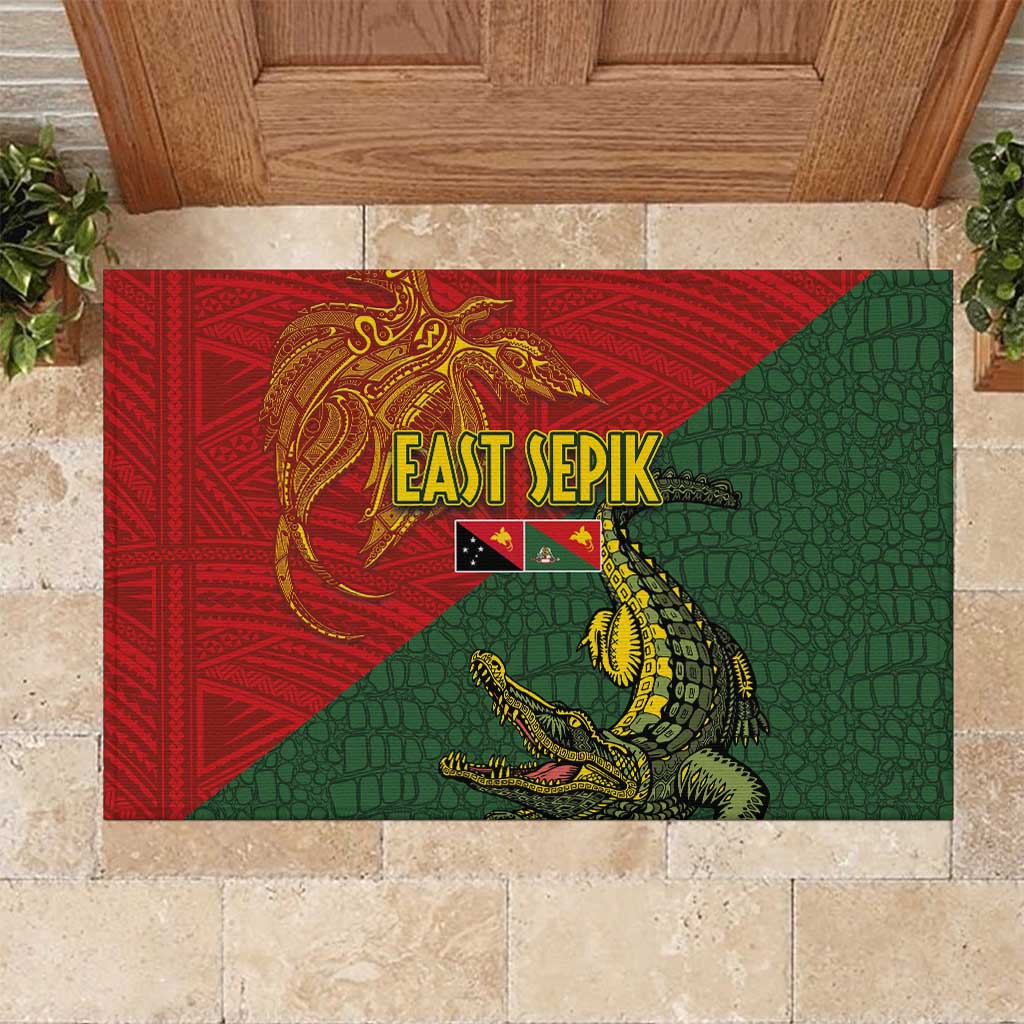 Sepik River Crocodile & Arts Festival Rubber Doormat Bird-of-paradise Melanesian Tattoo LT03 Red - Polynesian Pride