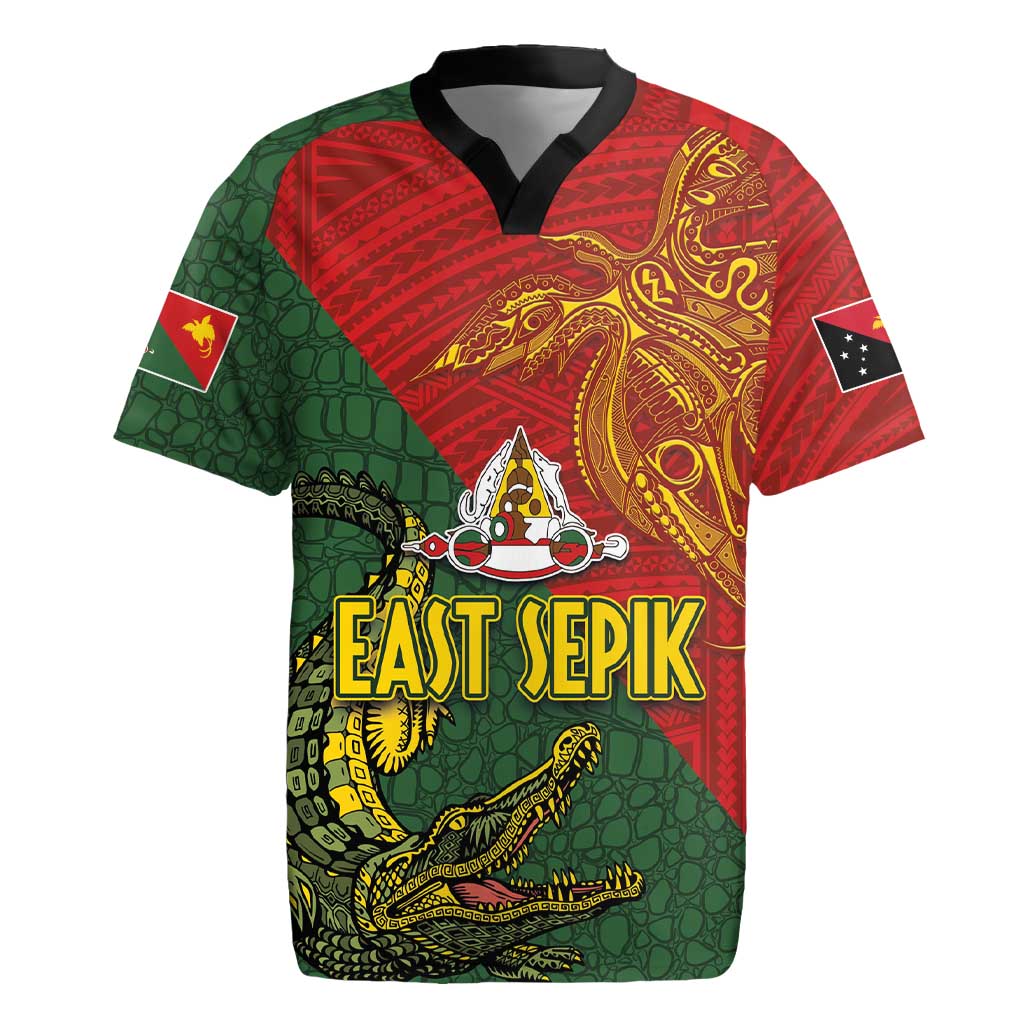Sepik River Crocodile & Arts Festival Rugby Jersey Bird-of-paradise Melanesian Tattoo LT03 Red - Polynesian Pride
