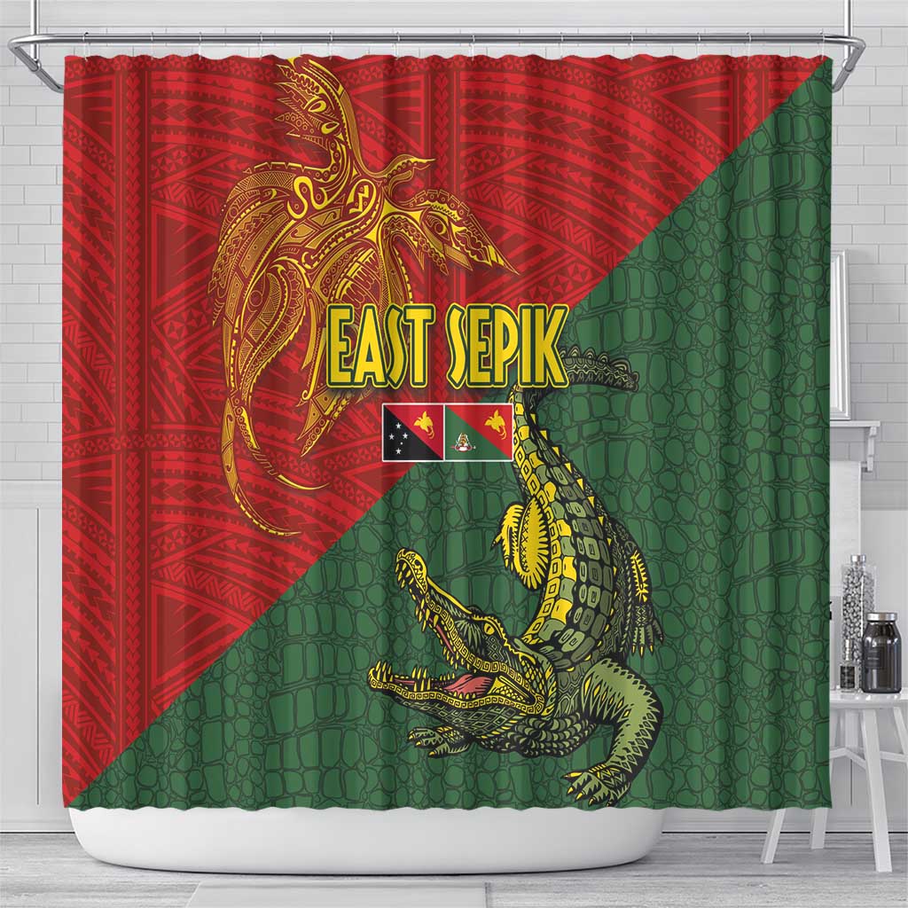 Sepik River Crocodile & Arts Festival Shower Curtain Bird-of-paradise Melanesian Tattoo LT03 - Polynesian Pride
