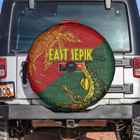 Sepik River Crocodile & Arts Festival Spare Tire Cover Bird-of-paradise Melanesian Tattoo LT03 Red - Polynesian Pride